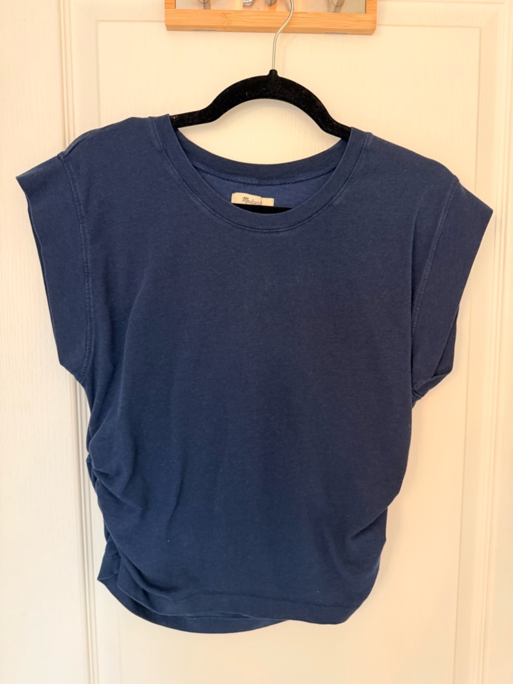 Madewell Navy Short-Sleeve Ruched Muscle Tee M